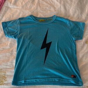 Aviator Nation Kids Turquoise Tee with Black Lightning Bolt